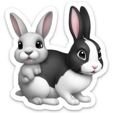 Black and white bunny and chincilla sticker
