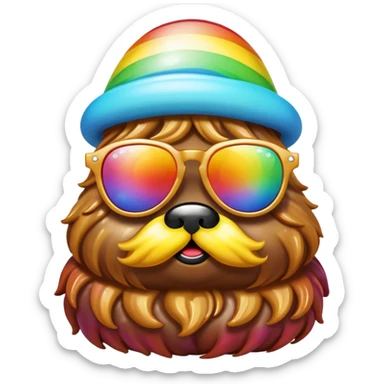 A rainbow poo wearing sunglasses  sticker