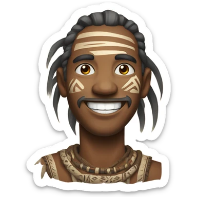 smiling man with tribal paint sticker