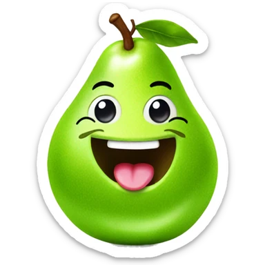 Shiny Green Cute pear with tongue sticker