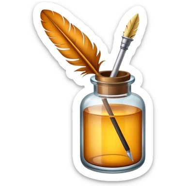 feather quill and ink bottle sticker