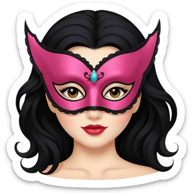 masquerade masked white woman black hair sticker