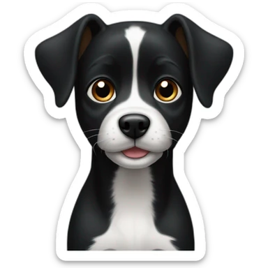 Black small dog with White spot sticker