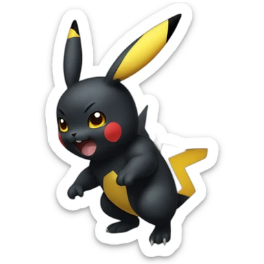 black pikachu using thunderbolt sticker