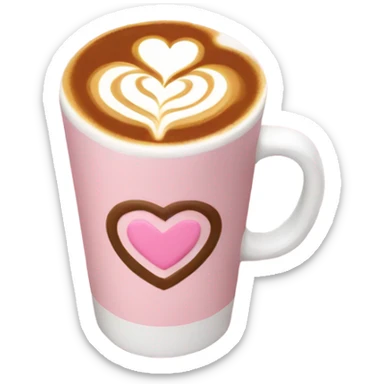 Pink latte with heart  sticker