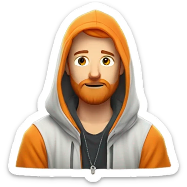 Handsome man with orange beard orange short hairs and 3 days beard wearing a hoodie while he prays sticker