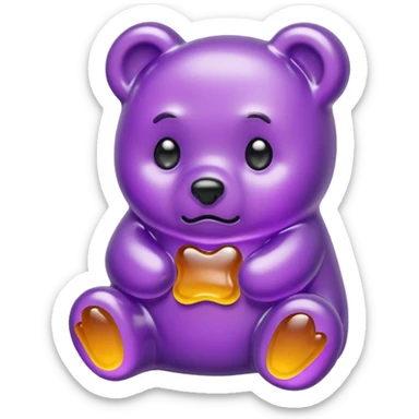 Sad purple gummy bear melting into road sticker