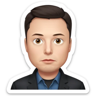 realistic make me elon musk serious face dark hair  sticker