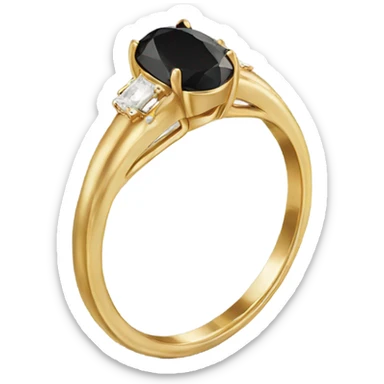 gold ring with black oval diamond sticker