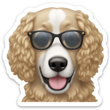 Perro, rizos,lentes  sticker