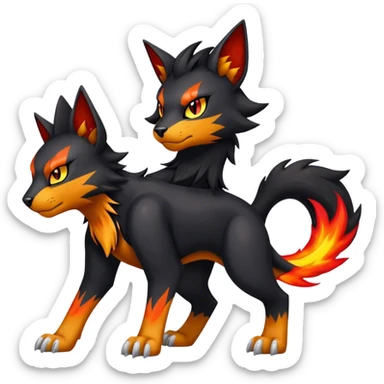 Cool edgy Torracat-Houndour-Digimon, full body sticker