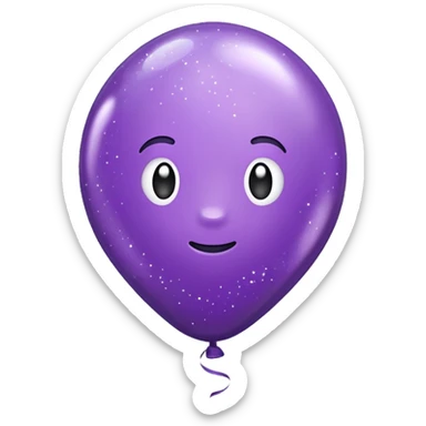 party decor  1 baloon purple glitter   sticker