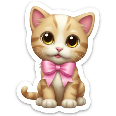 Cute kitten with a pink bow sticker