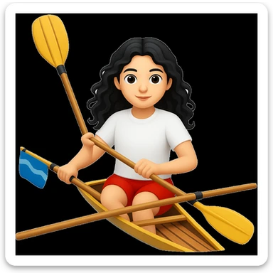 Make the girl's outfit red shorts and a white short-sleeved t-shirt in the style of apple style emojis sticker