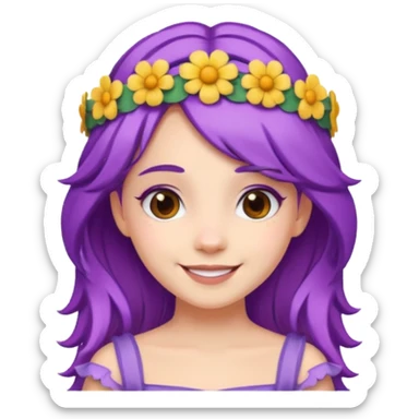 Princesses with Flower Crown in Purple Hair sticker