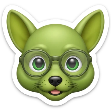 green alien dog with folded ears, wearing glassess sticker