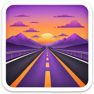 road with sunset sticker