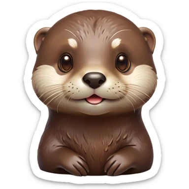 Cinematic Cute Otter Portrait Emoji, Head tilted playfully and inquisitively, featuring a glossy, streamlined brown Fur with a cute, twitching nose and round, sparkling eyes filled with curiosity, Simplified yet irresistibly adorable features, highly detailed, glowing with a warm, friendly glow, high shine, affectionate and sprightly, stylized with a touch of aquatic whimsy, bright and endearing, soft glowing outline, capturing the essence of a mischievous yet loving otter, so playful it feels like it could splash out of the screen and into your arms! sticker