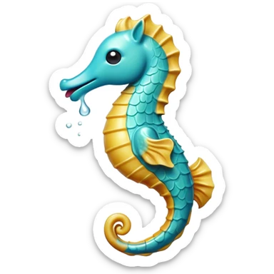 Cinematic Realistic Cute Yawning Sea Horse Portrait Emoji, Head tilted slightly with a dramatic, wide-open yawn, showcasing a soft, flowing body with gently drooping fins and half-closed, drowsy eyes rendered in delicate detail, high shine, relaxed yet expressive, styled with a dash of underwater charm, soft glowing outline, capturing the essence of a sleepy yet affectionate sea horse that appears ready to rest in tranquil water. sticker