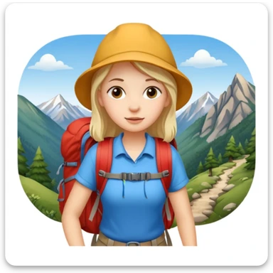 girl back packing mountains background  sticker