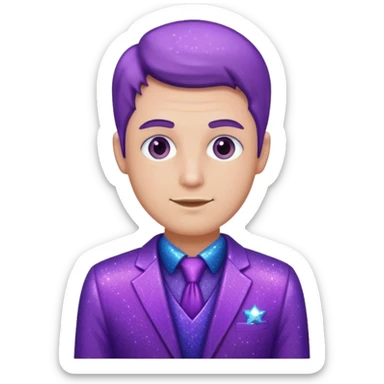 man office supervisor wearing glitter purple glittery clothes sticker