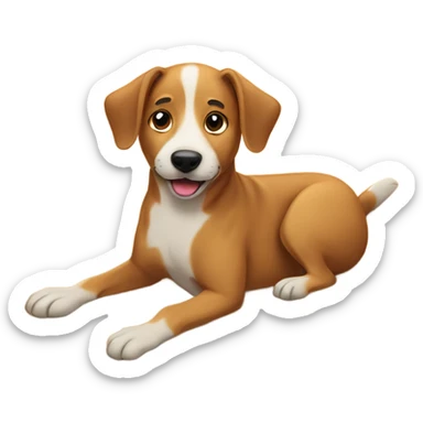 Dog sunbathing in the sand at the beach  sticker