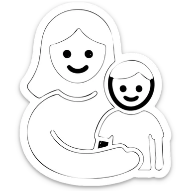 A happy mother with a child in beige clothes sticker
