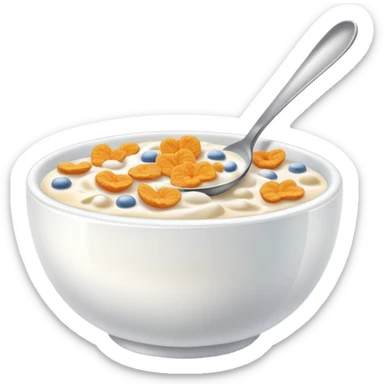 bowl of cereal with milk and spoon sticker