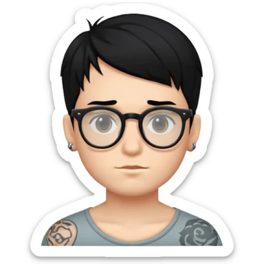 Has un chico con anteojos y tatuajes con pelo negro piel blanca sticker
