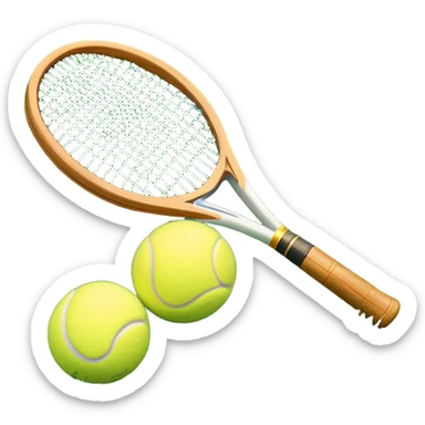 A detailed tennis racket resting on lush green grass beside a bright yellow tennis ball. The scene captures the essence of classic lawn tennis, with a crisp and clean background emphasizing the elegance and tradition of the sport sticker