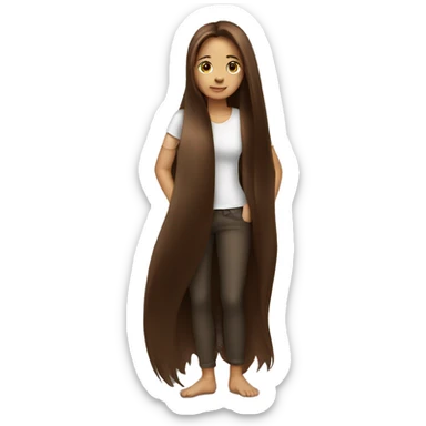 Girl with very long brown hair sticker