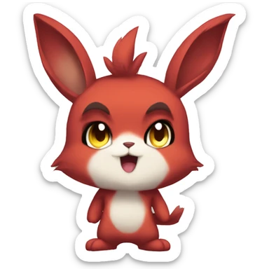 Anthro Sona Angry Edgy Fakemon Full Body Red Rabbit Squirrel Chibi Cute  sticker