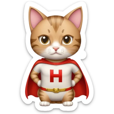 à super hero cat with a big H on his shirt  sticker
