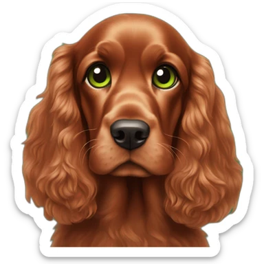 Red cocker spaniel green eyes sticker