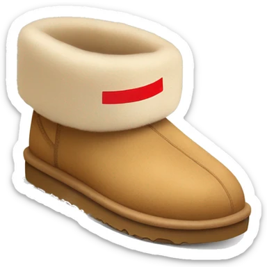 Ugg platform camel colored slipper with thin red line on the cuff sticker