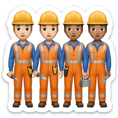group of multiracial railway engineer standing full body sticker