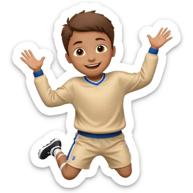 A small kid in an oversized jersey, jumping with excitement. sticker