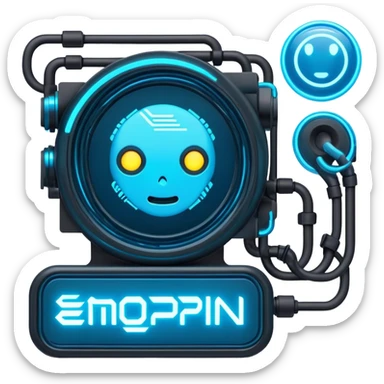 cyberpunk style blue neon system code sticker