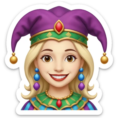 Jester female, black and white sticker