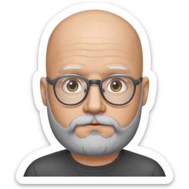 Bald man with salt and pepper beard and glasses sticker