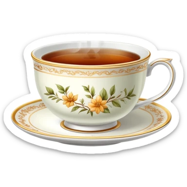 teacup with tea and steam sticker