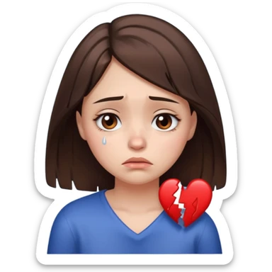 sad girl with broken heart sticker