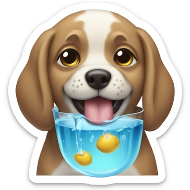 Perro bebiendo agua  sticker