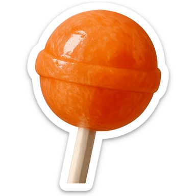Change the lollipop color to orange in a realistic style, keep the background transparent. sticker