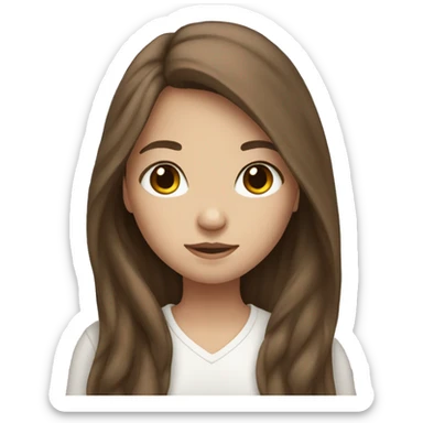 brown long hair, brown eyes, white skin girl sticker