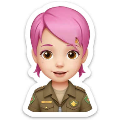 very small baby scout girl with pink hair sticker