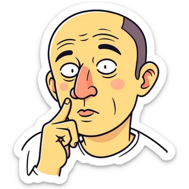 a ugly guy finger in his nose sticker