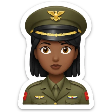 female soldier blac hair style sticker