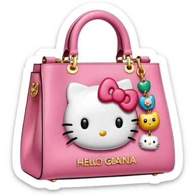 Ultra realistic dolce and Gabbana bag with a colorful trending hello kitty embellishment  sticker