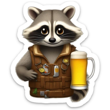 Two Raccoon in the Paulanergarten (Raccoon with Paulaner Beer) sticker